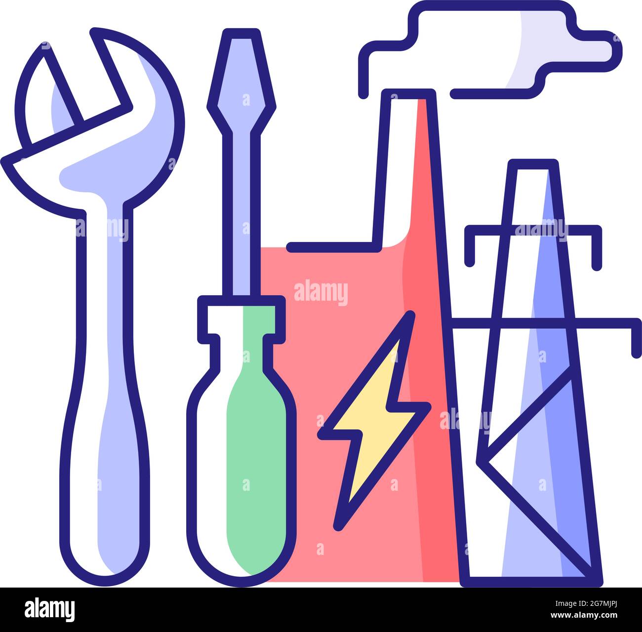 Energy system repairs RGB color icon Stock Vector