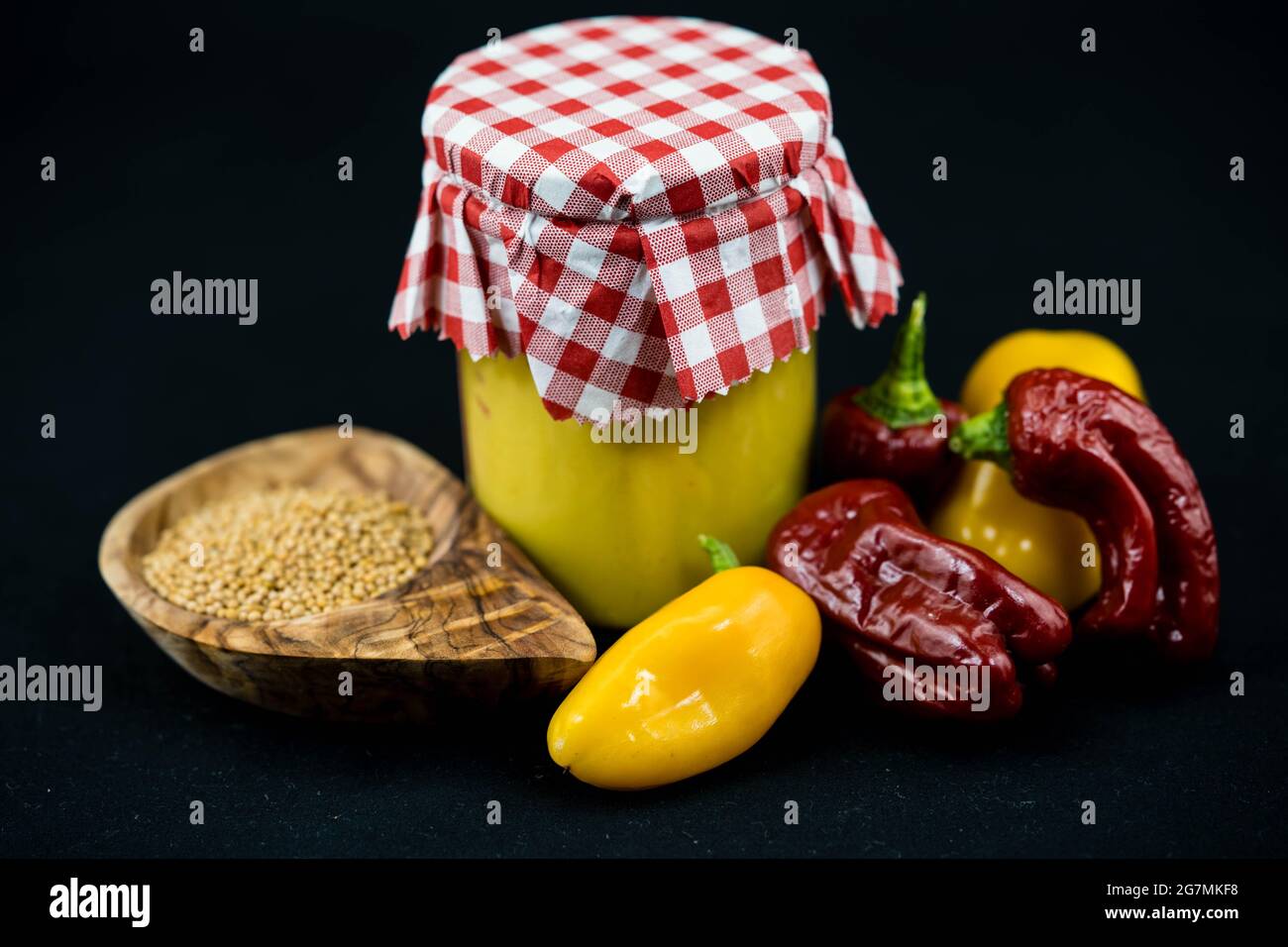 homemade extra hot mustard with chilli pepper Stock Photo Alamy