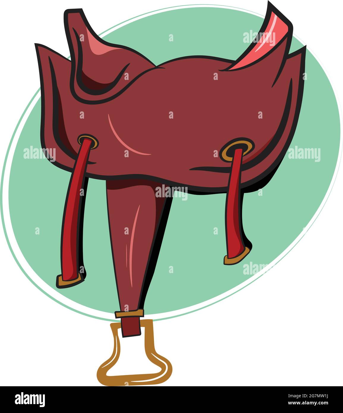 Horse Saddle from the wild west. Adorable Illustration for Childrens book. Wild West Texas Country graphic elements. Stock Vector