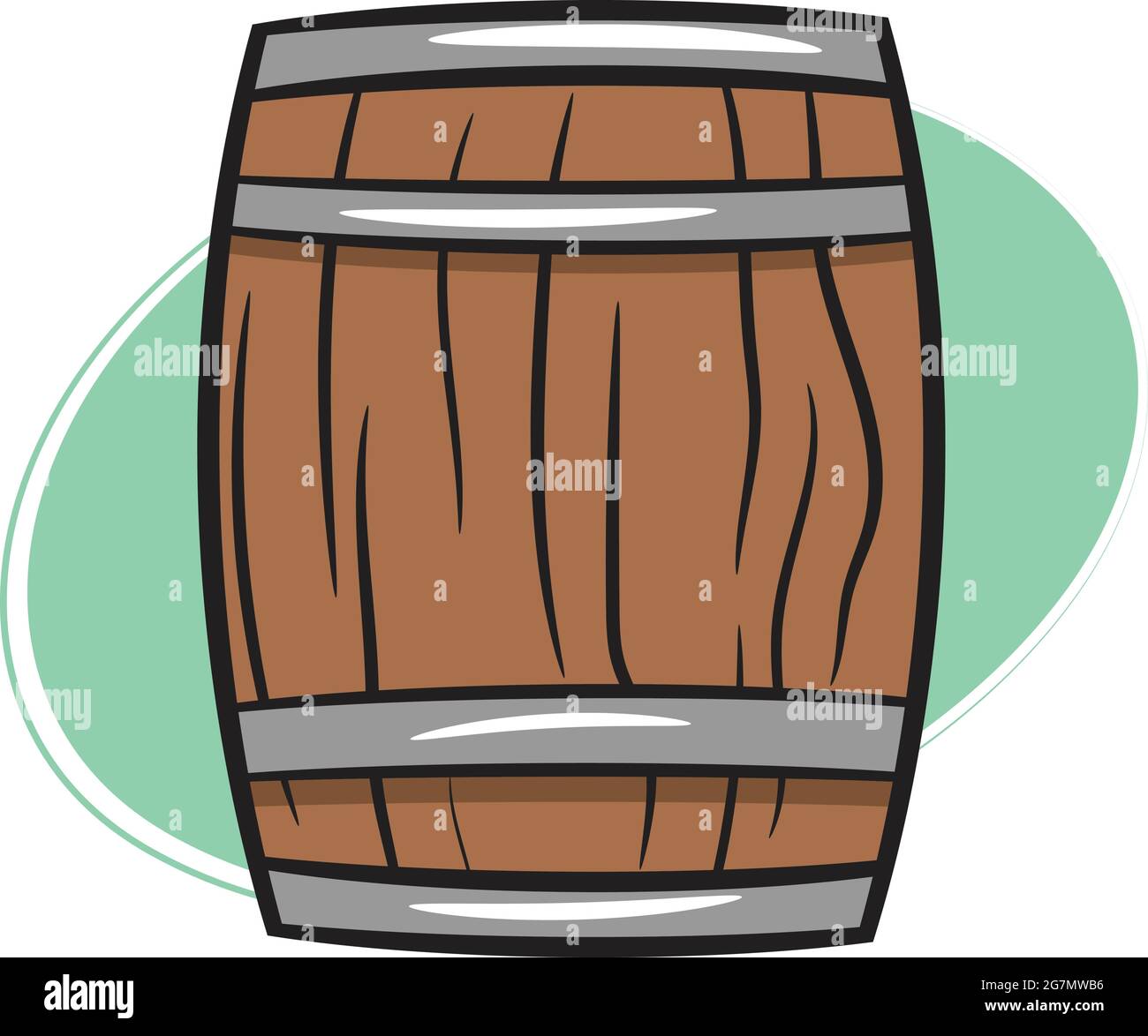 An old barrel or cask made of wood used to store whiskey. Wild West Texas Country graphic elements. Cowboy Vector Elements Isolated on White Stock Vector