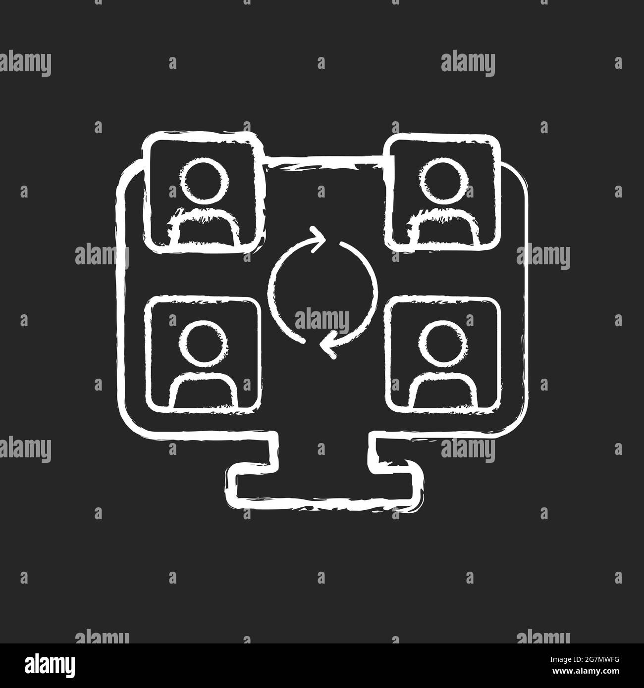 Collaboration online tools chalk white icon on dark background Stock Vector