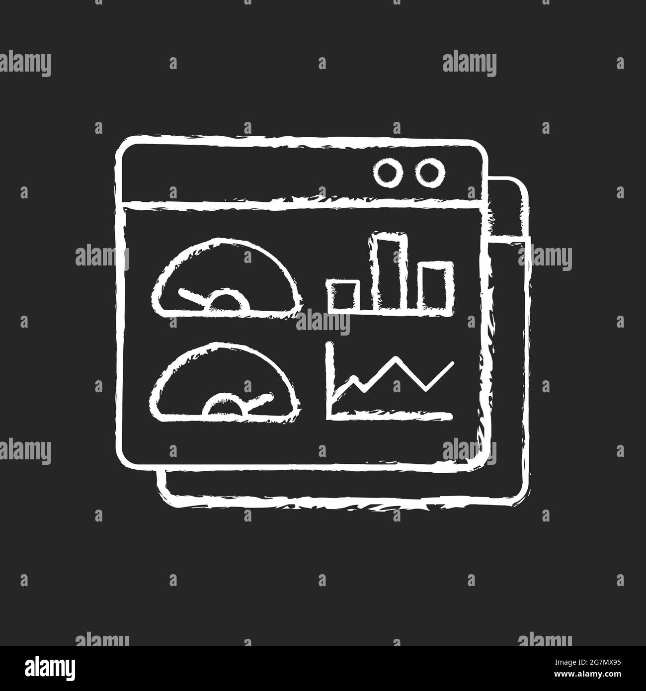 Productivity dashboard chalk white icon on dark background Stock Vector