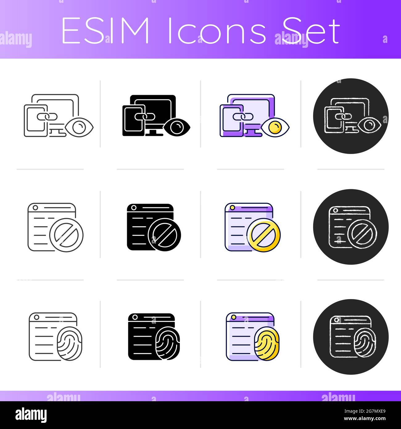Network surveillance icons set Stock Vector