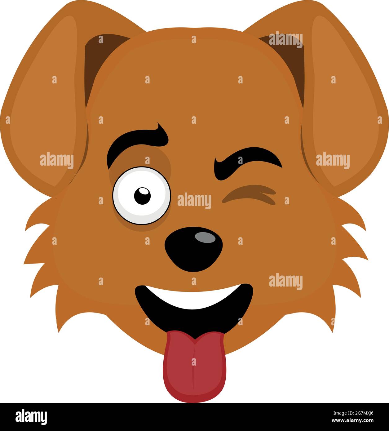 Vector emoticon illustration of a cartoon dog's face sticking out his tongue and winking Stock Vector