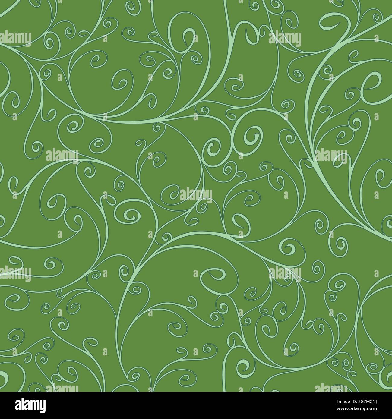 Seamless vector pattern with curved lines on green background. Luxury ...