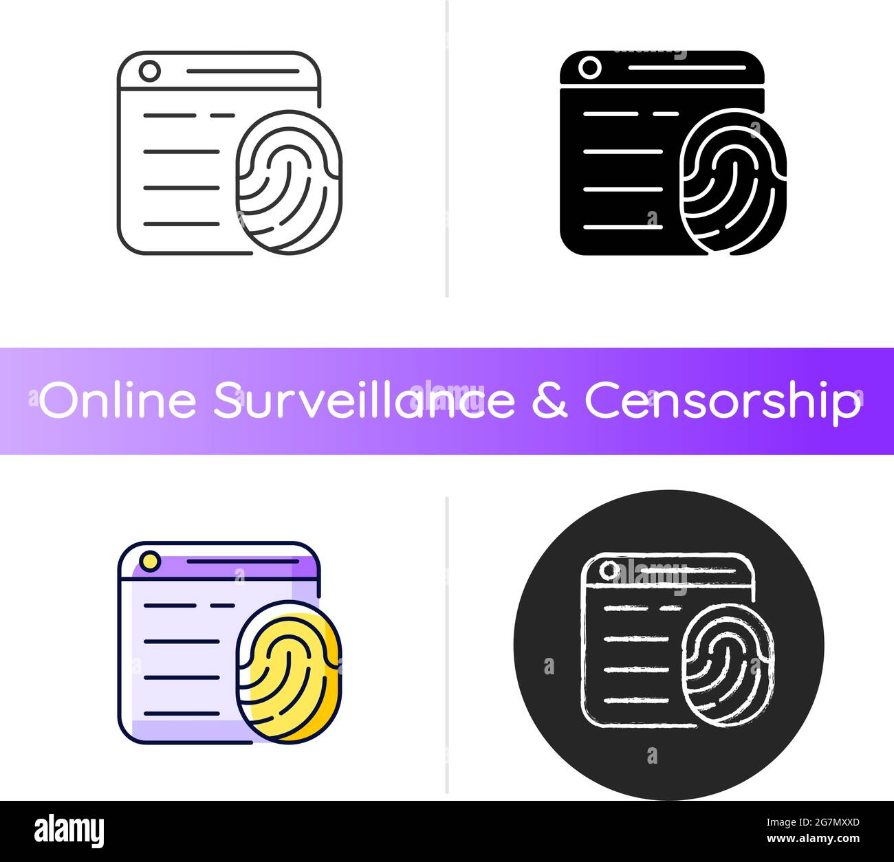 Browser fingerprinting icon Stock Vector