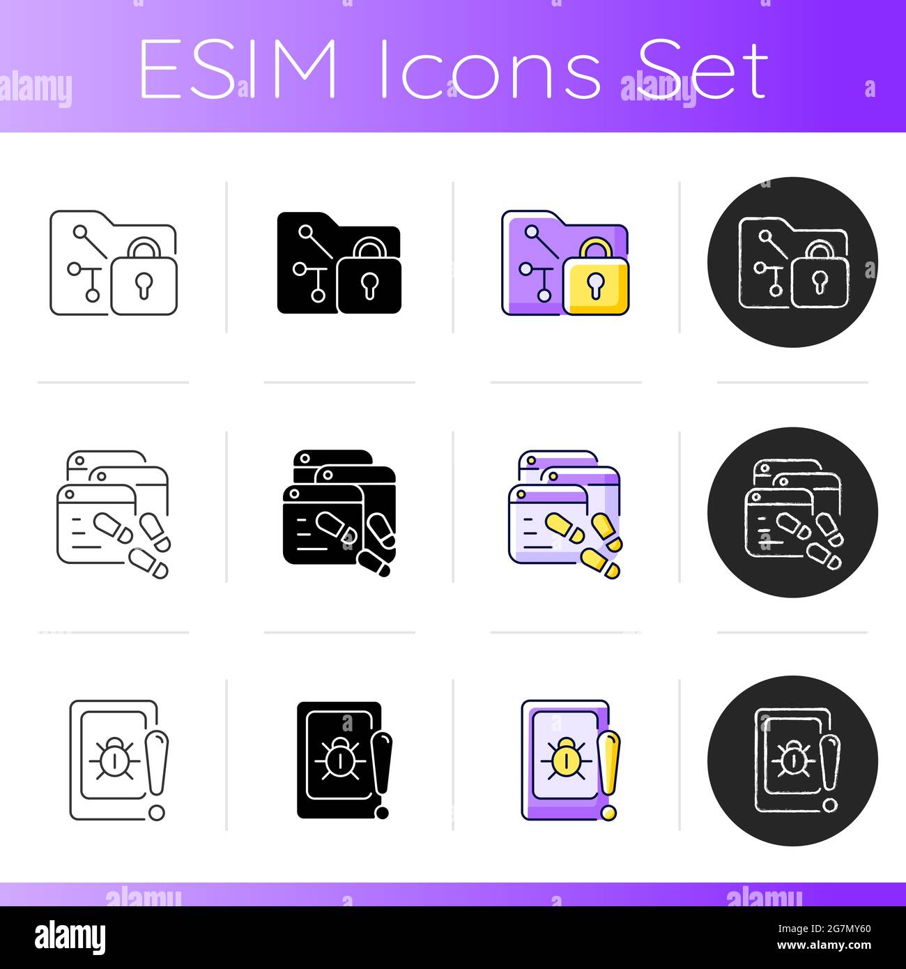 Internet privacy icons set Stock Vector
