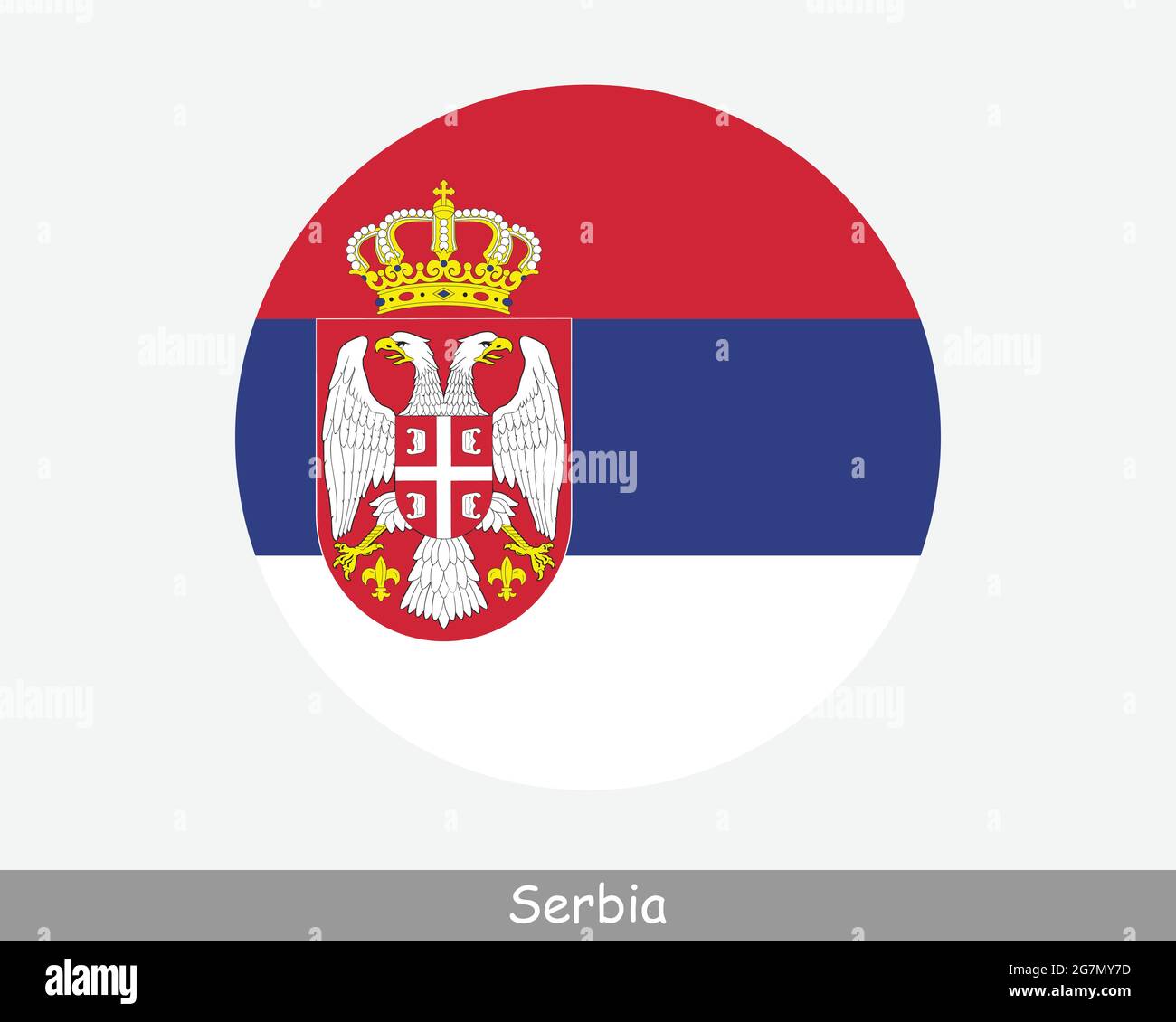 Serbia Round Circle Flag. Serbian Circular Button Banner Icon. EPS