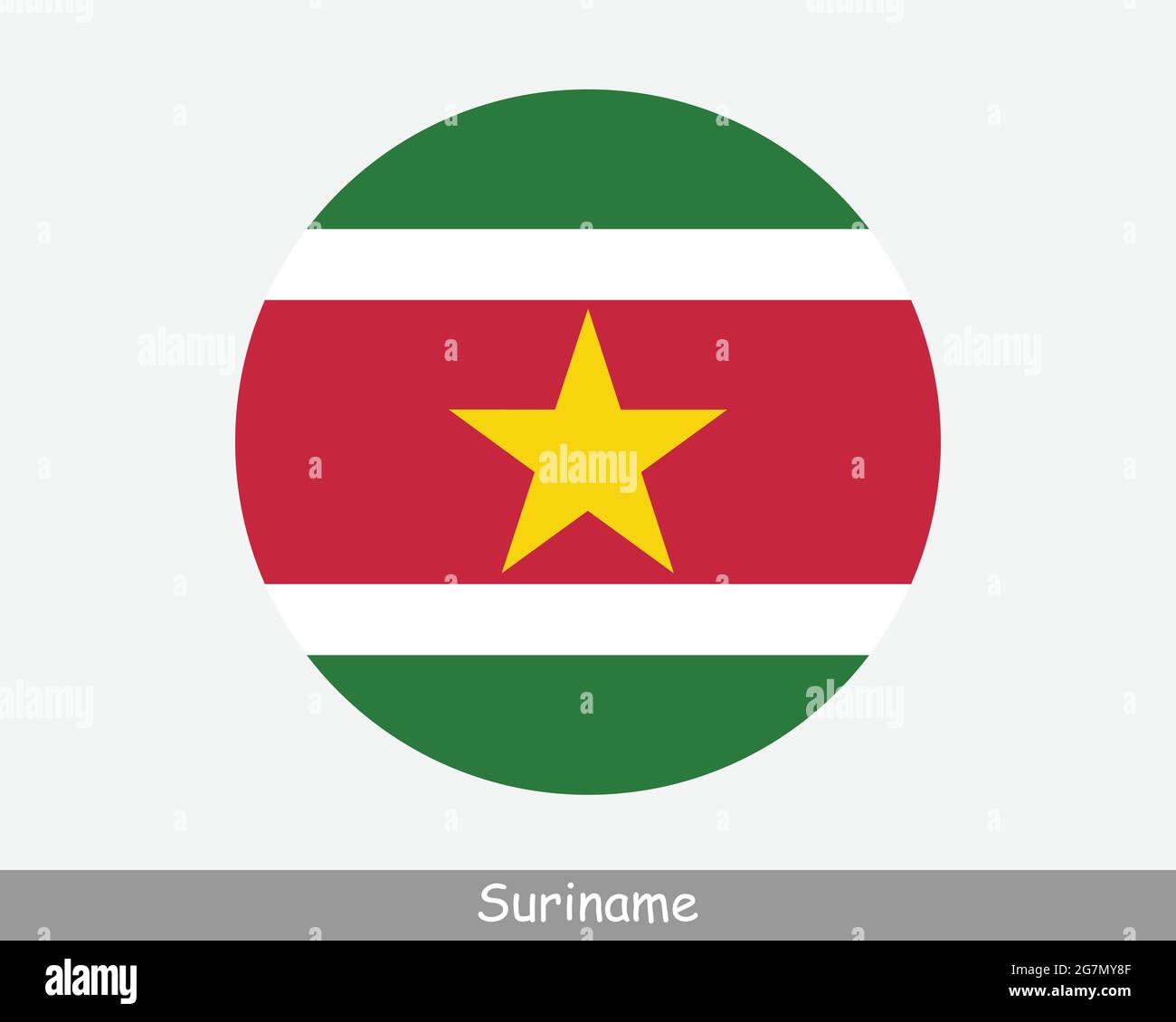 Suriname Round Circle Flag. Surinamese Circular Button Banner Icon. EPS Vector Stock Vector