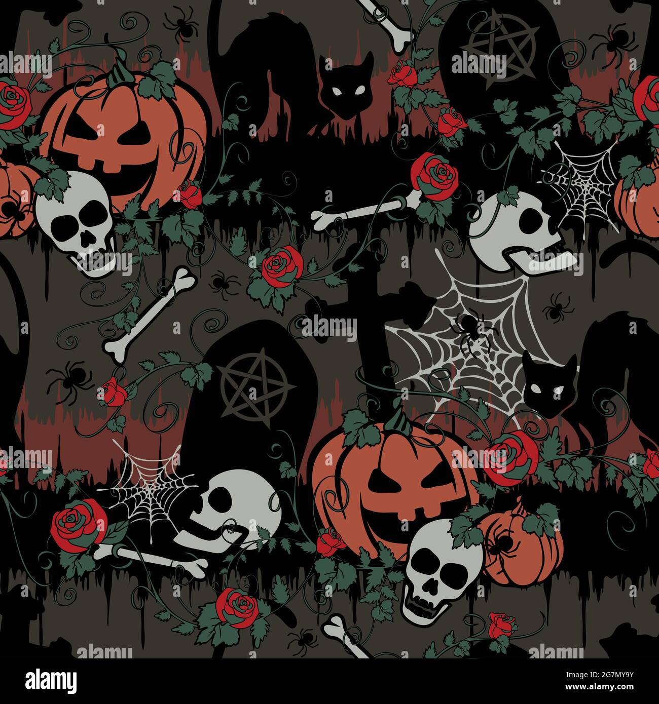 Seamless vector pattern with pumpkins and gravestones on grey background. Halloween wallpaper design with red roses. Holiday fashion textile Stock Vector Image & Art - Alamy Seamless vector pattern with pumpkins and gravestones on grey background. Halloween wallpaper design with red roses. Holiday fashion textile Stock Vector Image & Art - Alamy