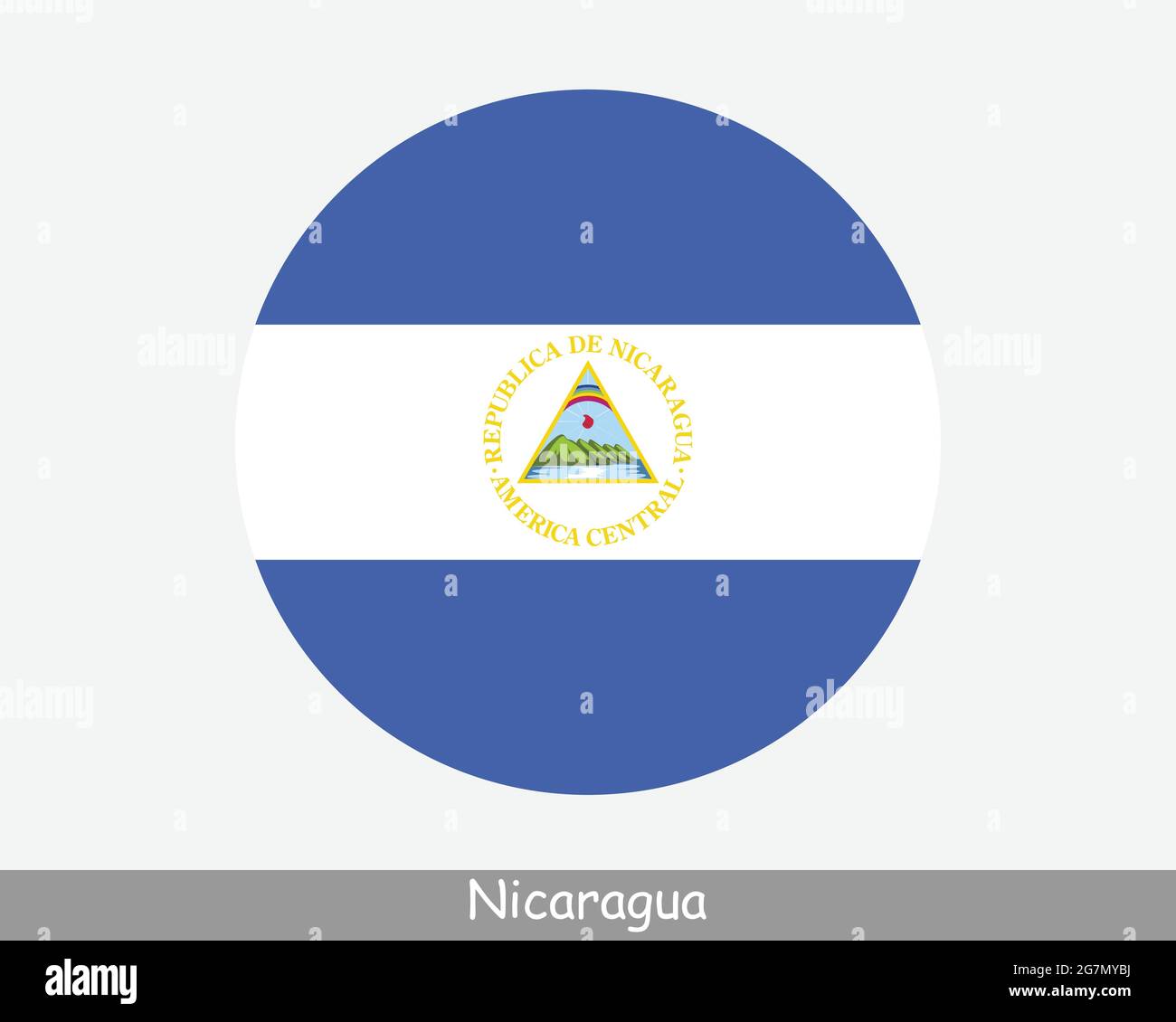 Nicaragua Round Circle Flag. Nicaraguan Circular Button Banner Icon. EPS Vector Stock Vector