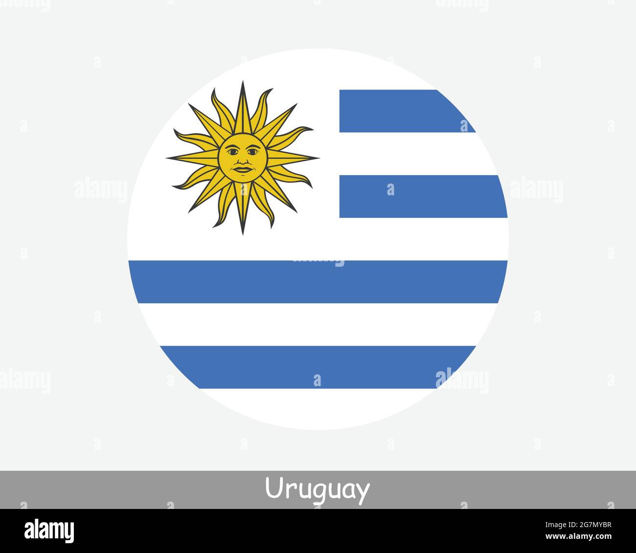 Uruguay Round Circle Flag. Uruguayan Circular Button Banner Icon. EPS Vector Stock Vector