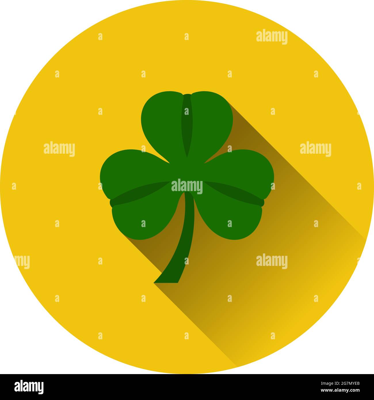 Shamrock Icon. Flat Circle Stencil Design With Long Shadow. Vector Illustration. Stock Vector