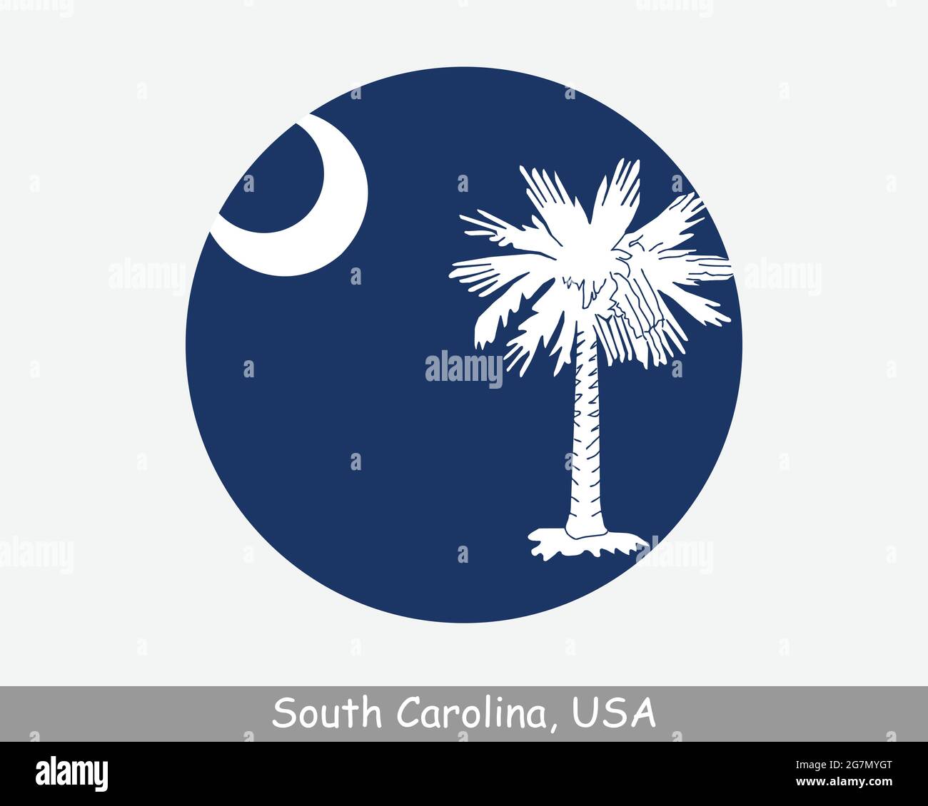 South Carolina Round Circle Flag. SC USA State Circular Button Banner Icon. South Carolina United States of America State Flag. The Palmetto State EPS Stock Vector
