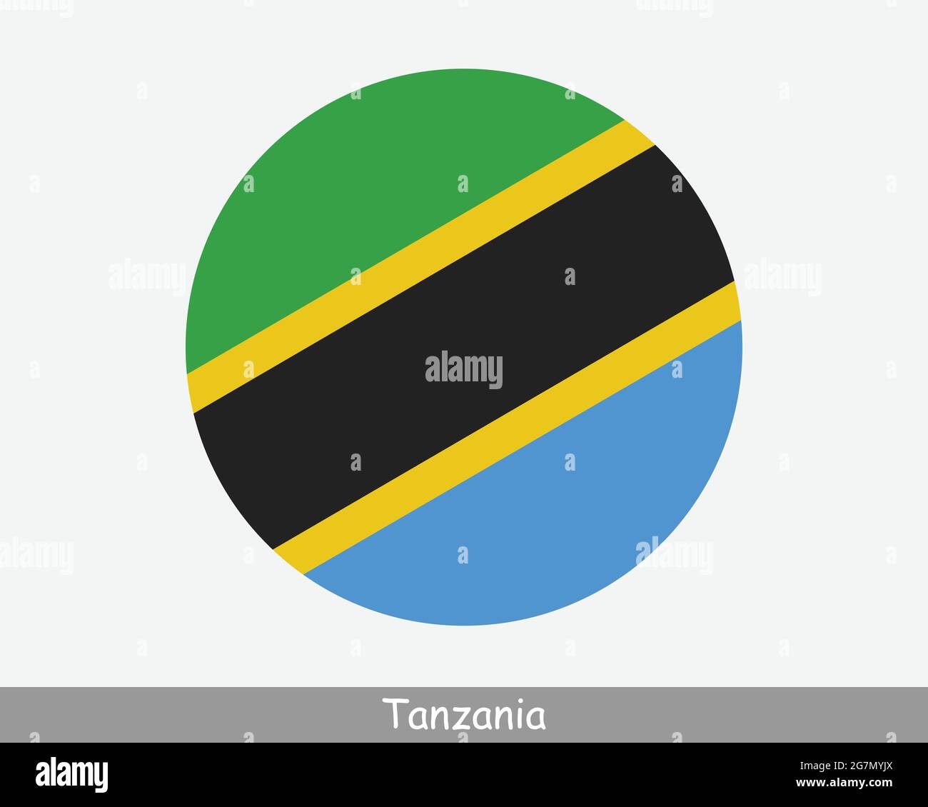Tanzania Round Circle Flag. Tanzanian Circular Button Banner Icon. EPS Vector Stock Vector
