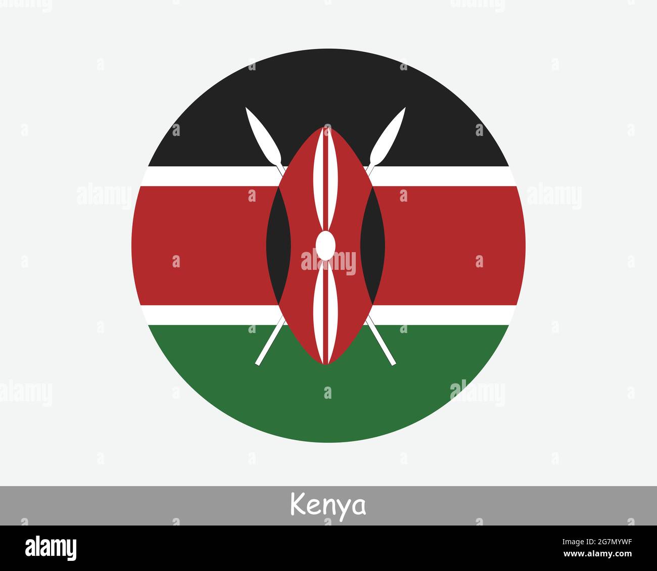 Kenya Round Circle Flag. Kenyan Circular Button Banner Icon. EPS Vector Stock Vector