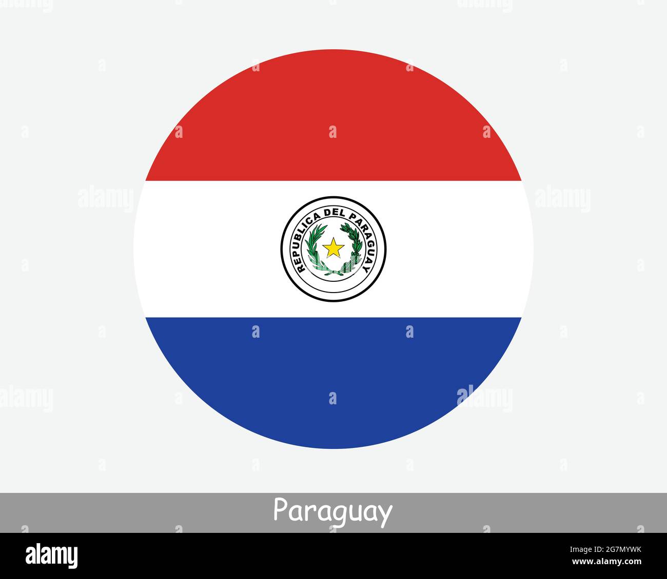 Paraguay Round Circle Flag. Paraguayan Circular Button Banner Icon. EPS Vector Stock Vector