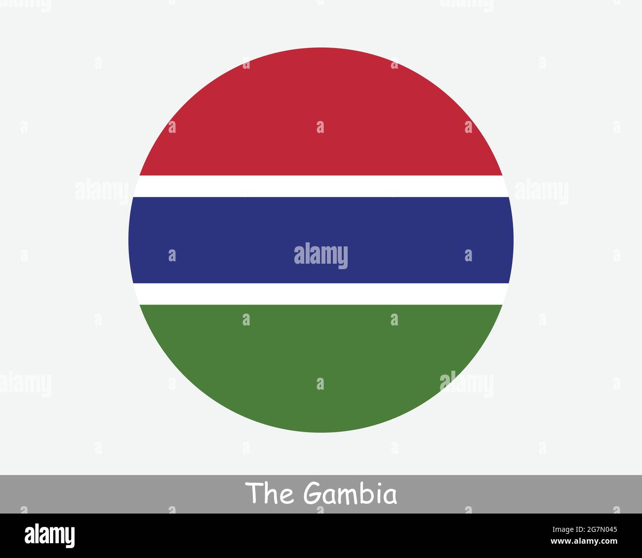 The Gambia Round Circle Flag. Gambian Circular Button Banner Icon. EPS Vector Stock Vector