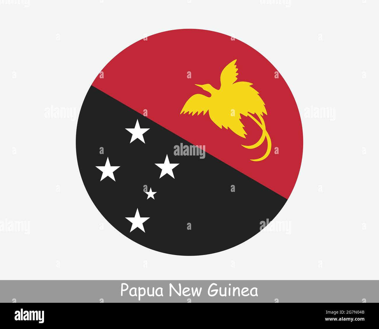 Papua New Guinea Round Circle Flag. Papua New Guinean Circular Button Banner Icon. EPS Vector Stock Vector