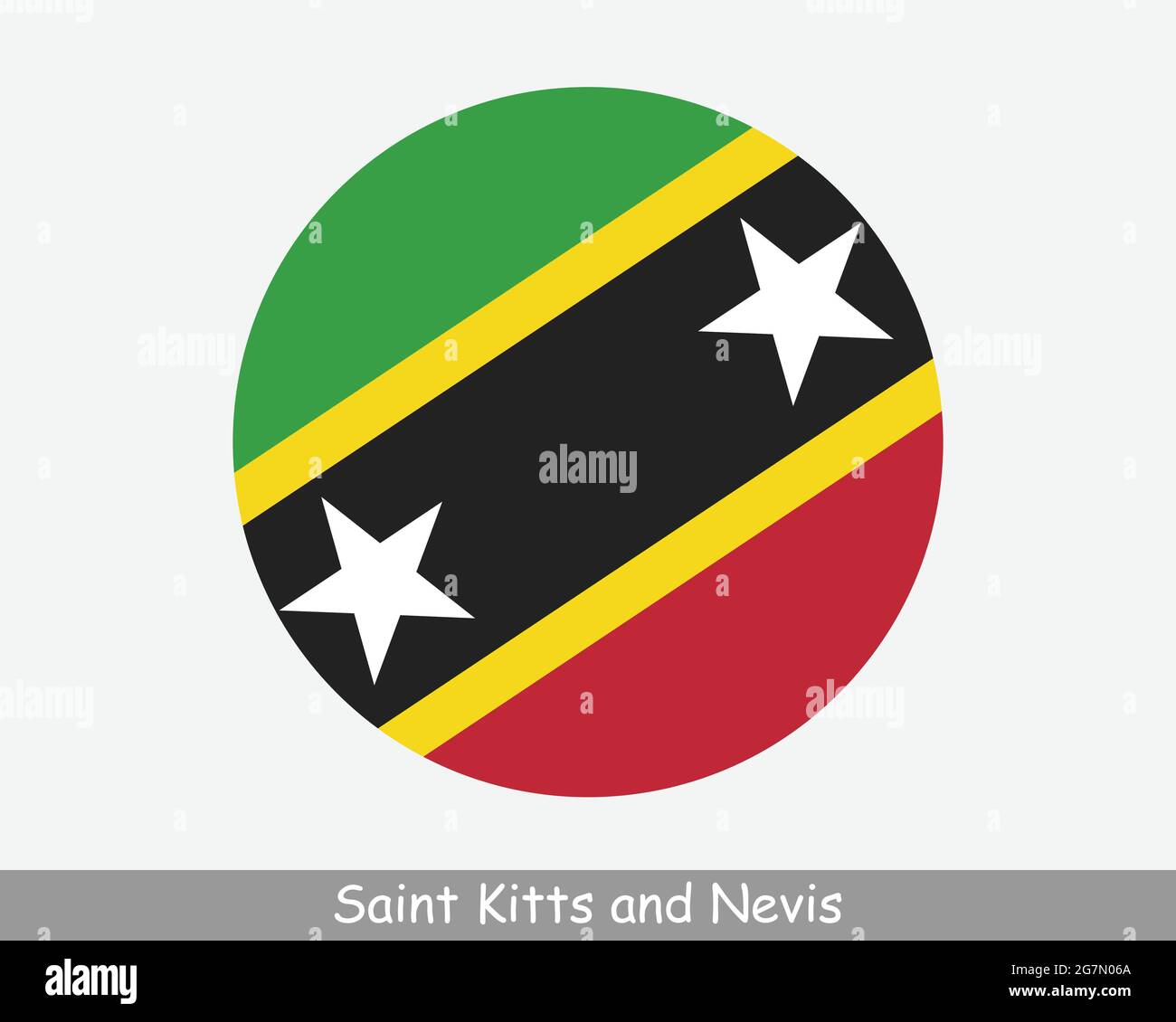 Saint Kitts and Nevis Round Circle Flag. Kittitian and Nevisian Circular Button Banner Icon. EPS Vector Stock Vector