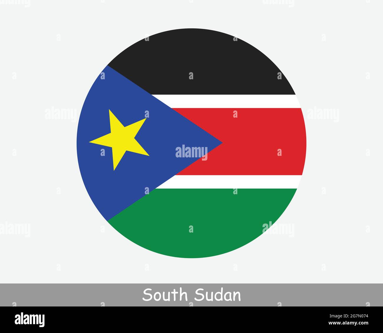 South Sudan Round Circle Flag. South Sudanese Circular Button Banner Icon. EPS Vector Stock Vector
