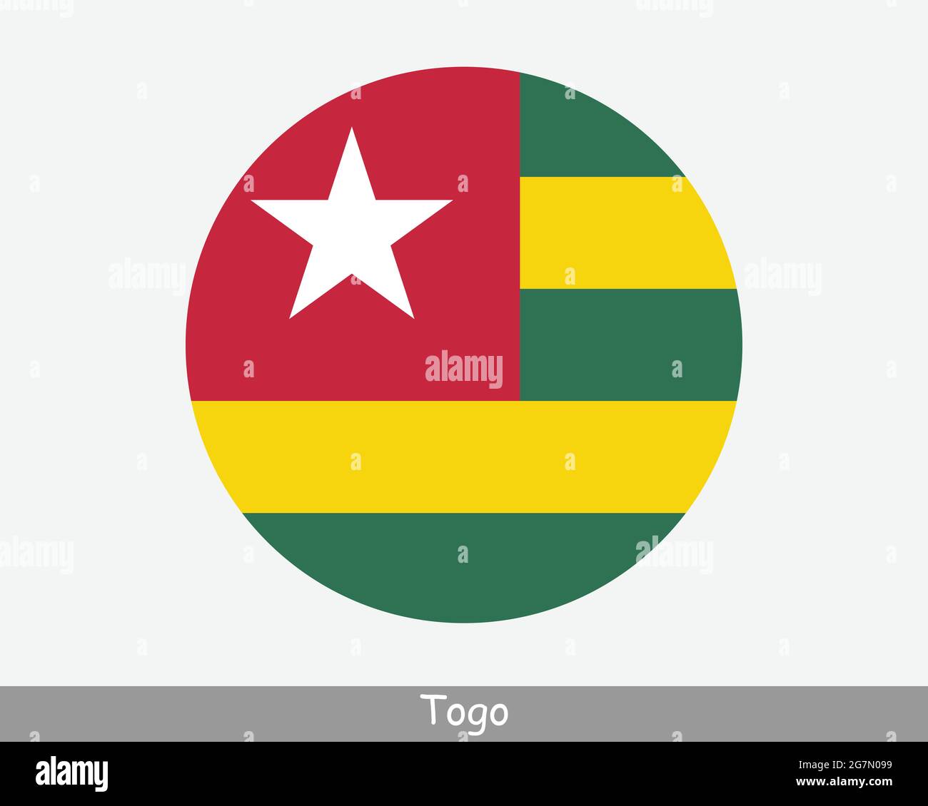 Togo Round Circle Flag. Togolese Circular Button Banner Icon. EPS Vector Stock Vector