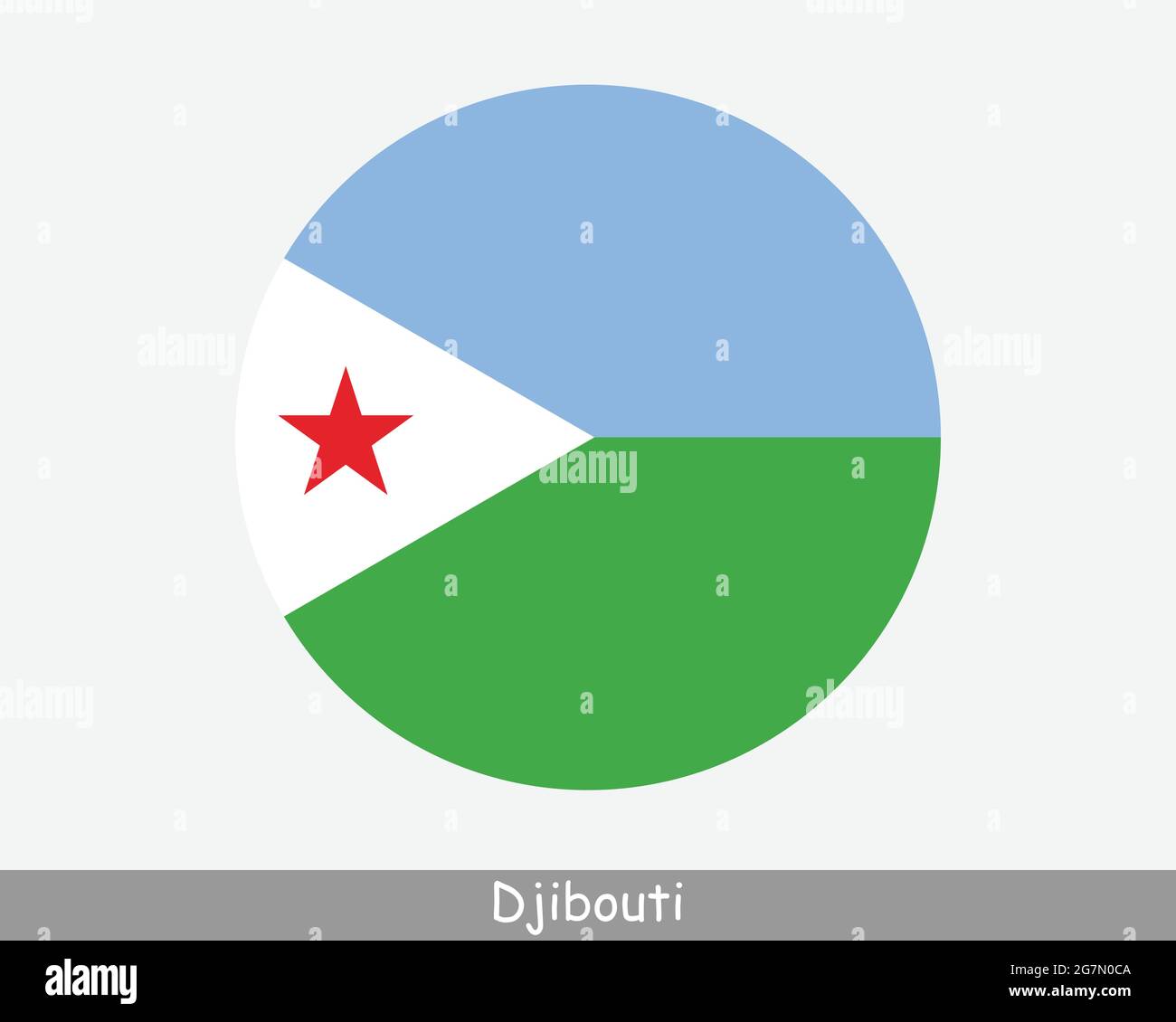 Djibouti Round Circle Flag. Djiboutian Circular Button Banner Icon. EPS Vector Stock Vector