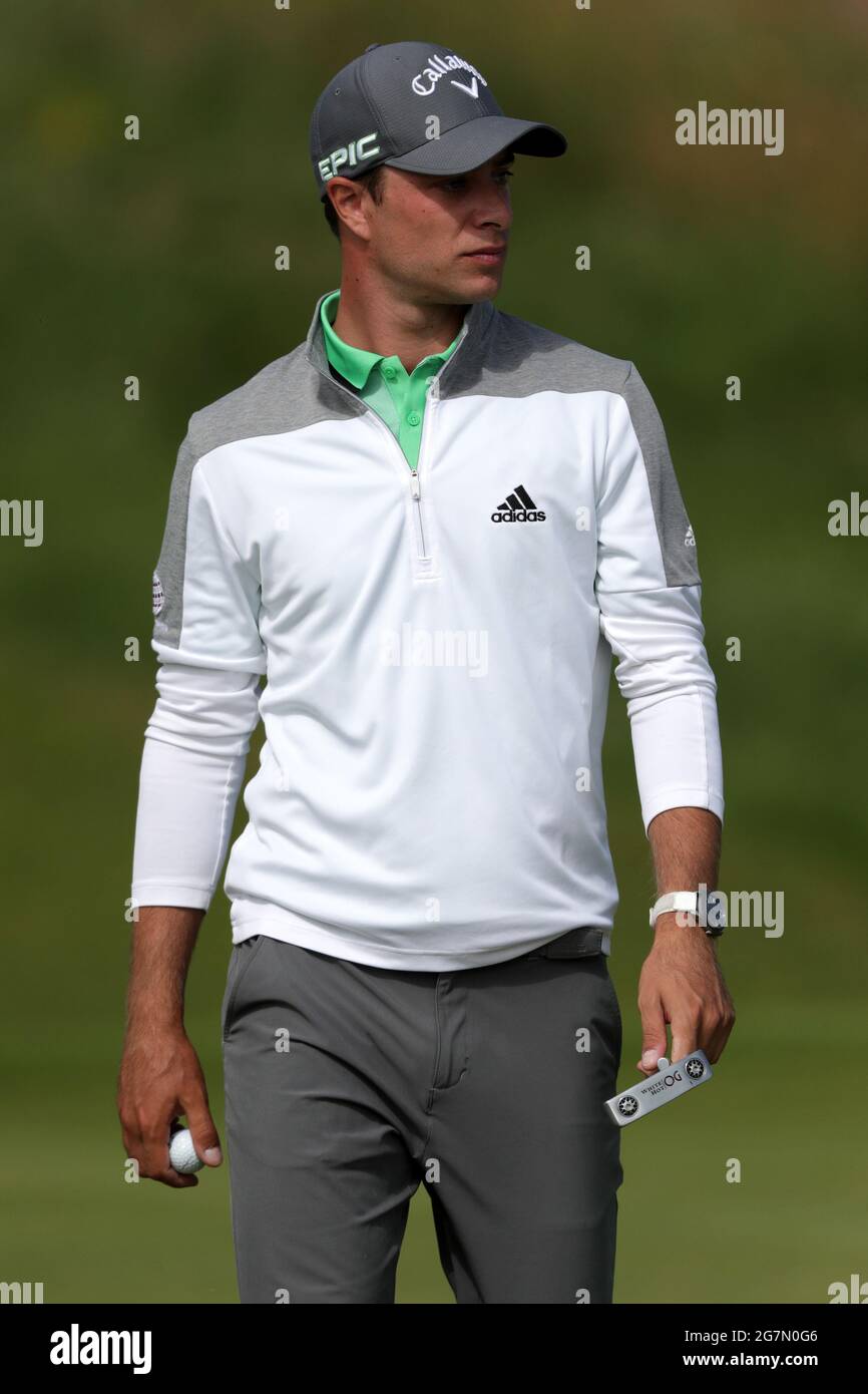 Sandwich, Kent, UK. 15th July 2021. 15th July 2021; Royal St Georges Golf Club, Sandwich, Kent, England; The Open Championship, PGA Tour, European Tour Golf, First Round : Guido Migliozzi (ITA) on the green at the second hole s Credit: Action Plus Sports Images/Alamy Live News Stock Photo