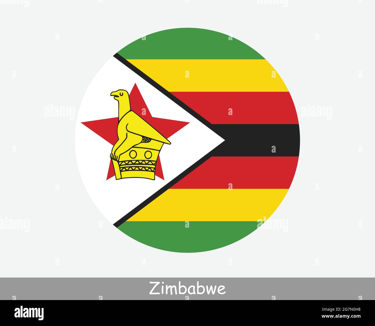 Zimbabwe Round Circle Flag. Zimbabwean Circular Button Banner Icon. Zimbo Flag EPS Vector Stock Vector