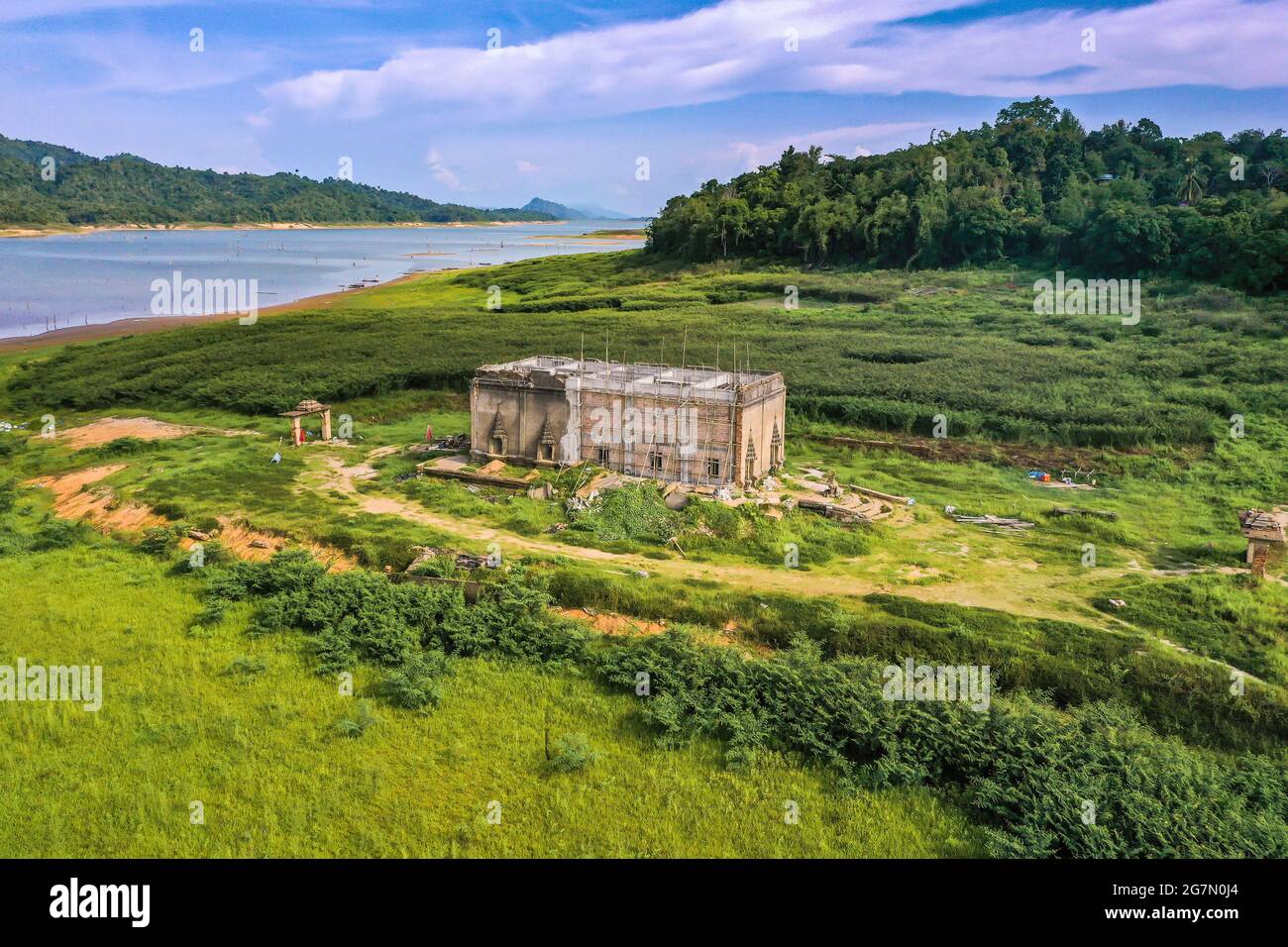 Vajiralongkorn, Wat Saam Prasob, the Sunken Temple in Sangkhlaburi in Kanchanaburi, Thailand, south east asia Stock Photo