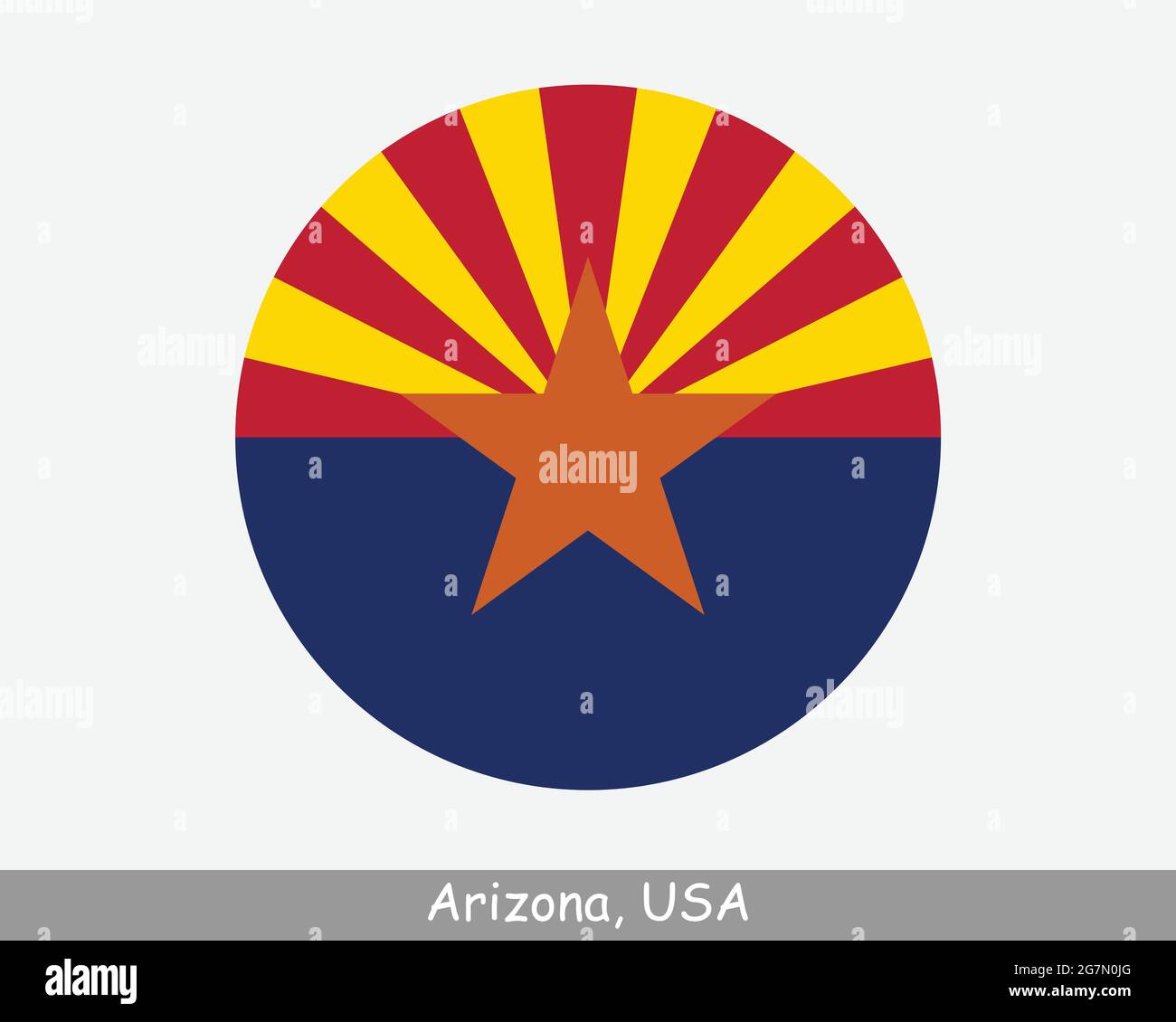 Arizona Round Circle Flag. AZ USA State Circular Button Banner Icon