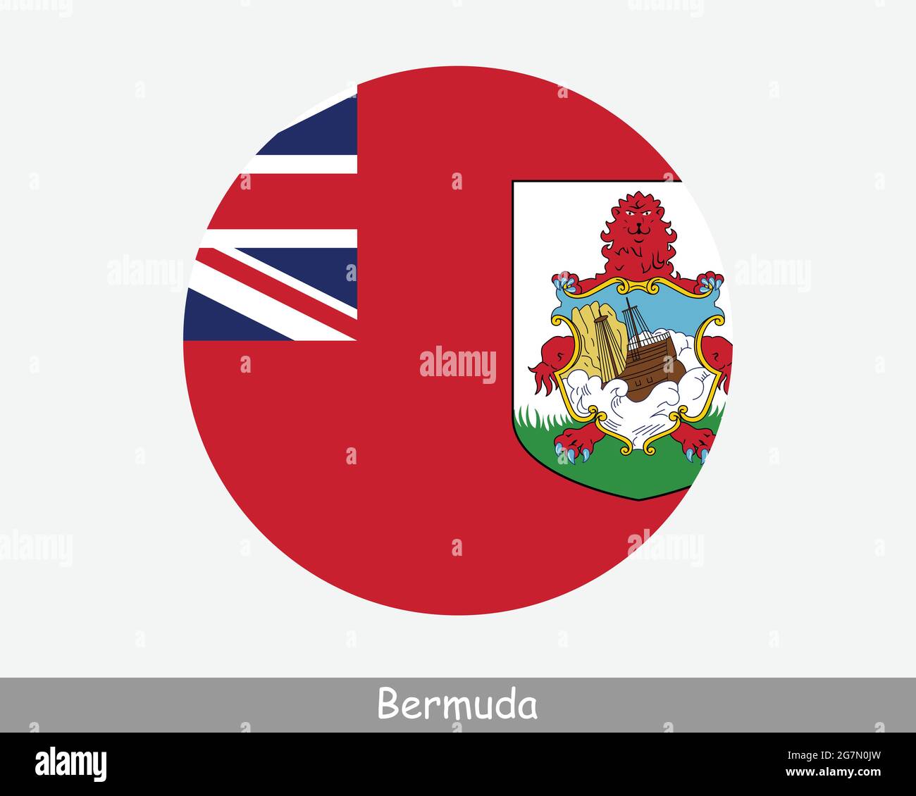 Bermuda Round Circle Flag. Bermudian Circular Button Banner Icon. Bermuda British Overseas Territory EPS Vector Stock Vector