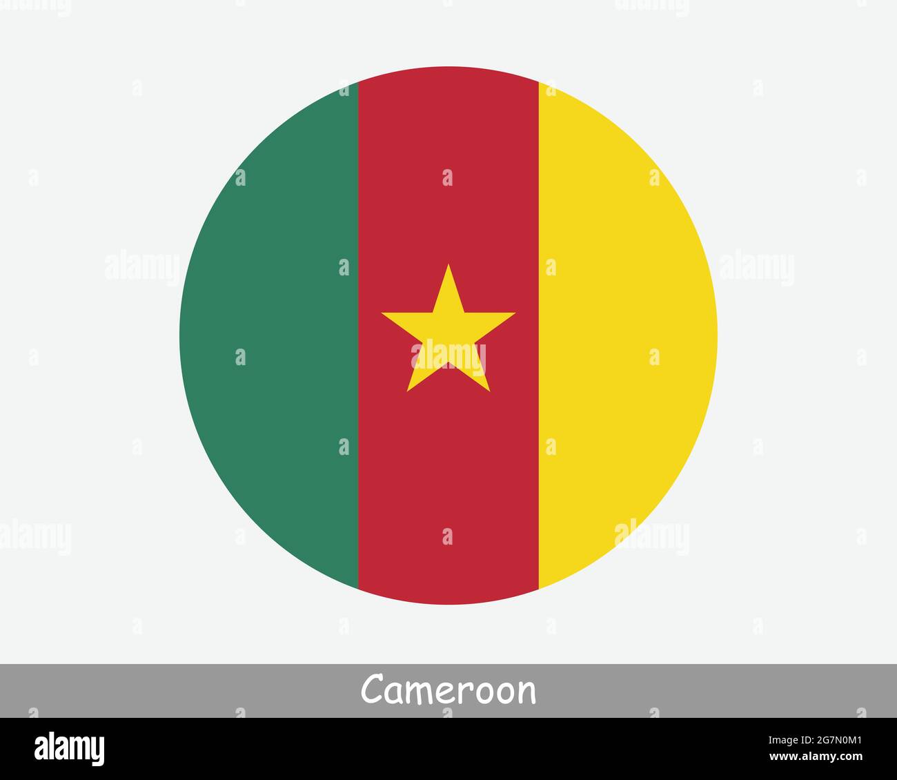 Cameroon Round Circle Flag. Cameroonian Circular Button Banner Icon