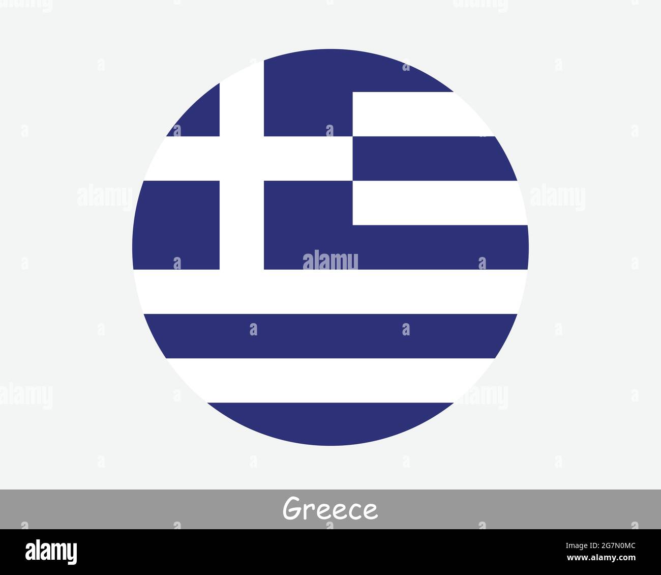 Greece Round Circle Flag. Greek Circular Button Banner Icon. Hellenic Republic EPS Vector Stock Vector