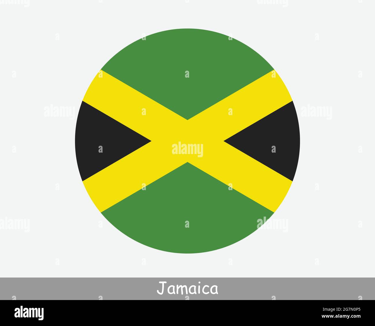 Jamaica Round Circle Flag. Jamaican Circular Button Banner Icon. EPS Vector Stock Vector Image