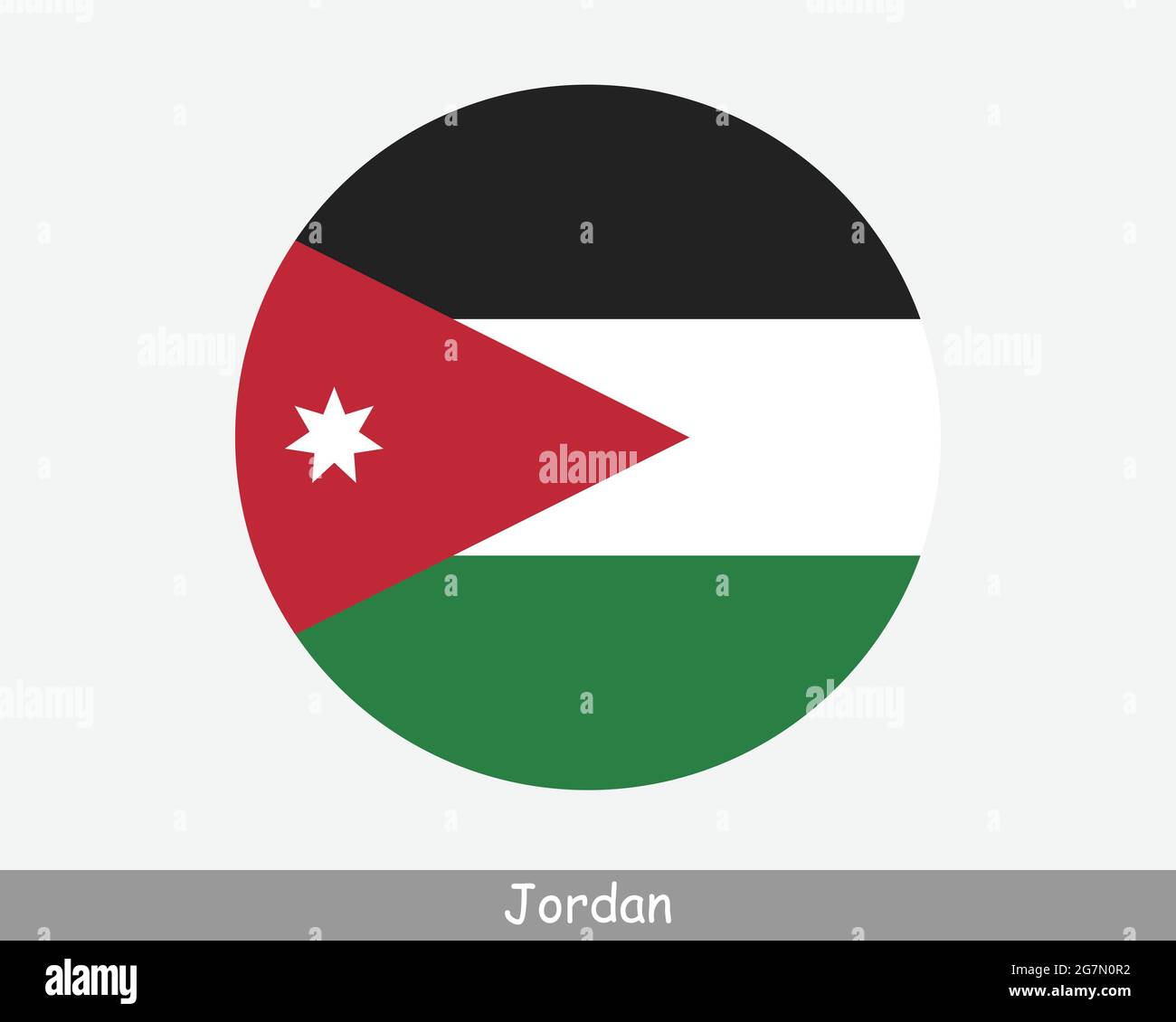 Jordan Round Circle Flag. Jordanian Circular Button Banner Icon. EPS