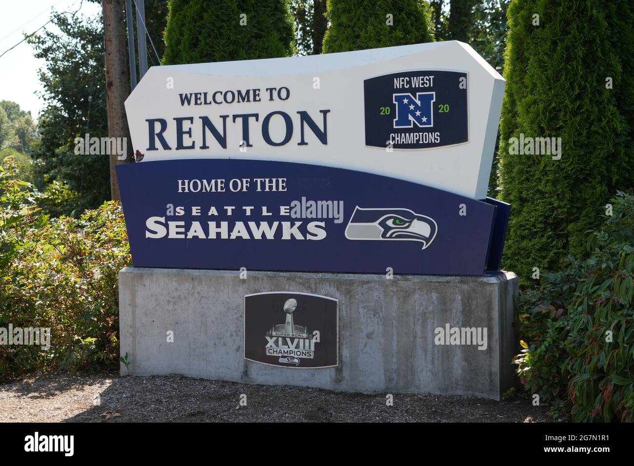 A to Renton sign at the Virginia Mason Athletic Center entrance
