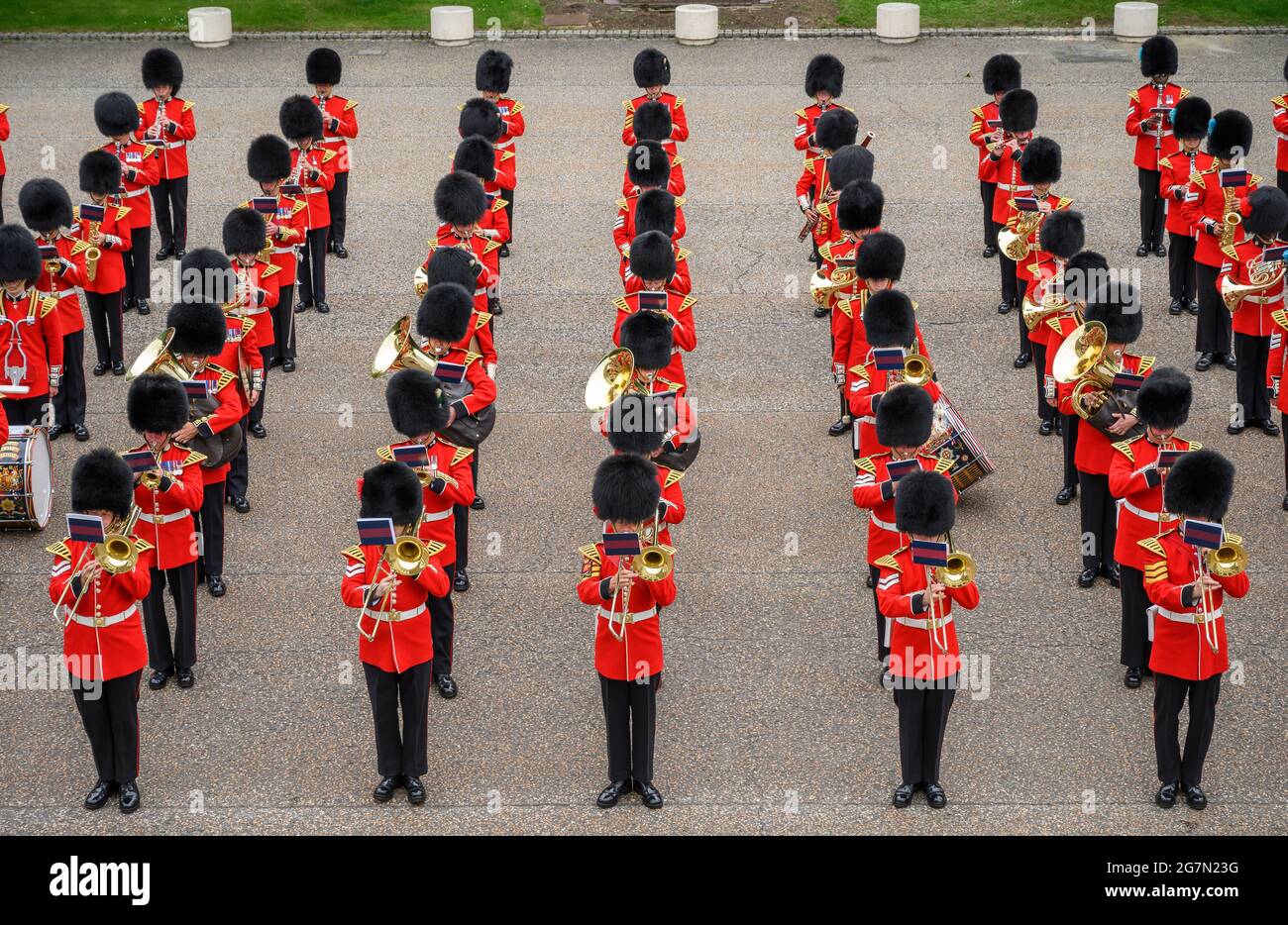 Wellington Barracks, London, UK. 15 July 2021. Bands of the Household