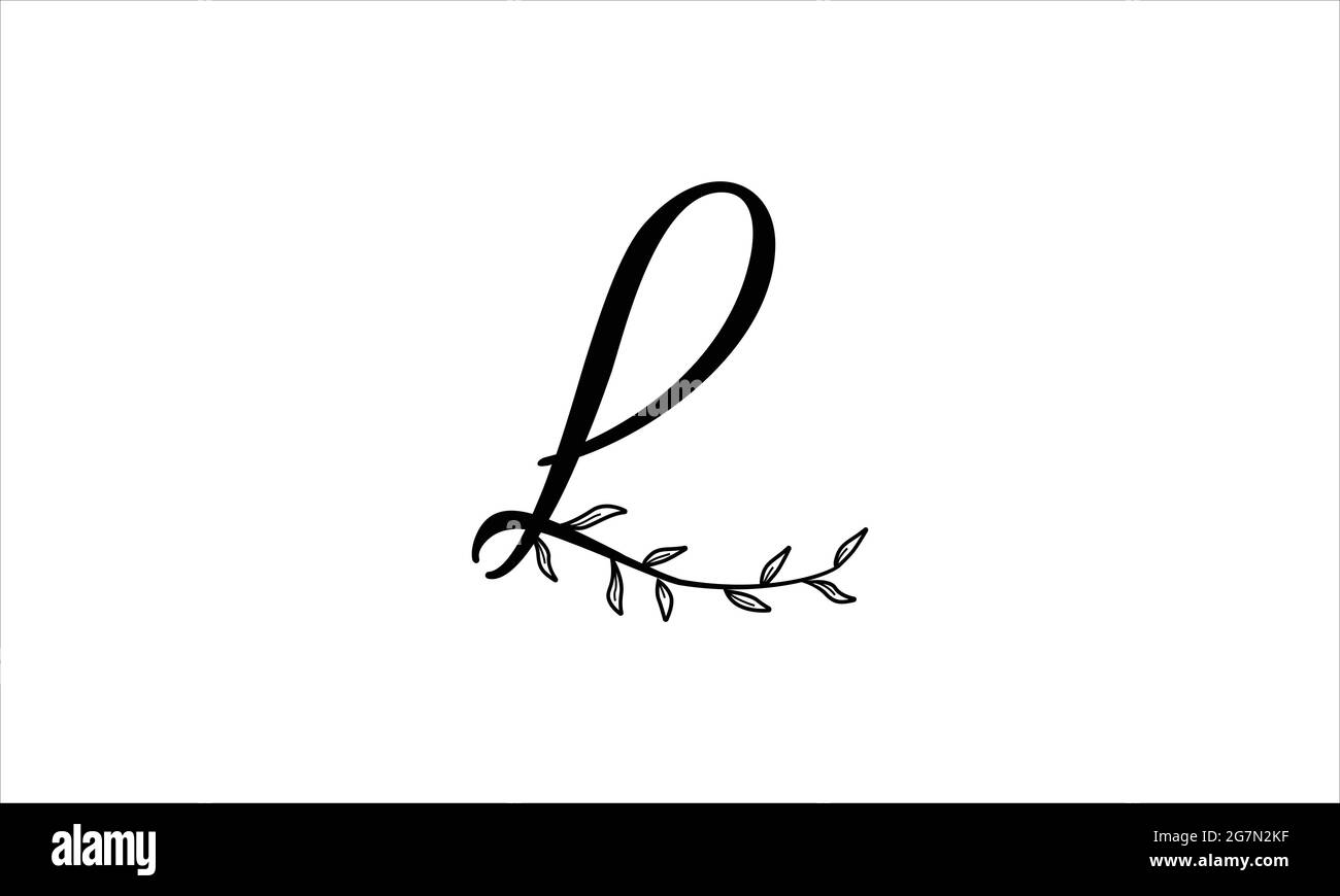 initial letter L floral hand drawn botanical boho icon logo design vector illustration Stock Vector