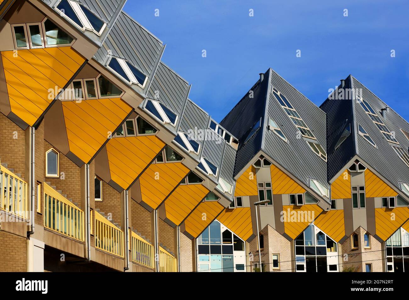 Niederlande, Holland, moderne Architektur oder moderne Kunst die Cube Häuser von Rotterdam! Stock Photo