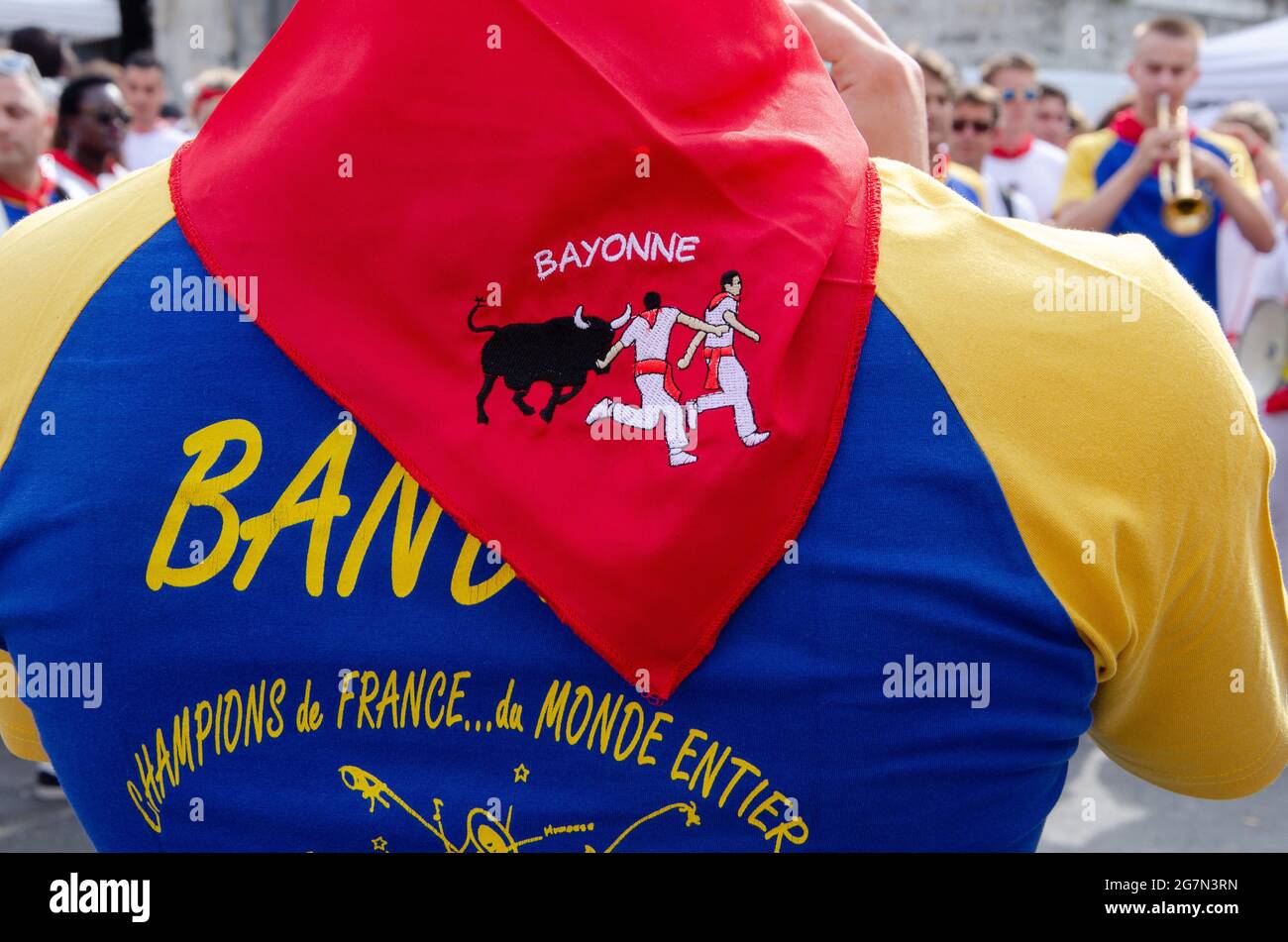 FRANCE. PYRENEES-ATLANTIQUES (64) BASQUE COUNTRY. BAYONNE FESTIVAL 2018.  BANDAS. PAQUITO Stock Photo