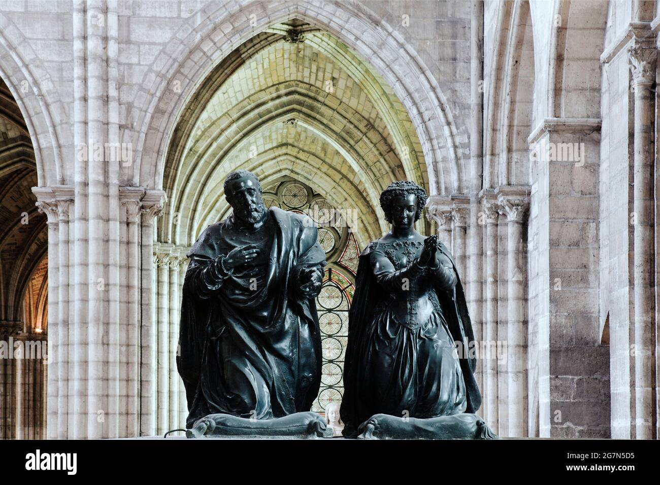 FRANCE, SANT-DENIS 93, GRAVE OF HENRI II AND CATHERINE DE MEDICI. THE BASILICA OF SAINT DENIS  IS A LARGE MEDIEVAL ABBEY CHURCH IN THE CITY OF SAINT-D Stock Photo