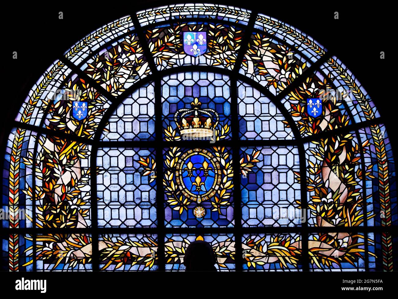 FRANCE, SANT-DENIS 93. STAINED-GLASS WINDOW IN THE CRYPT OF THE ...