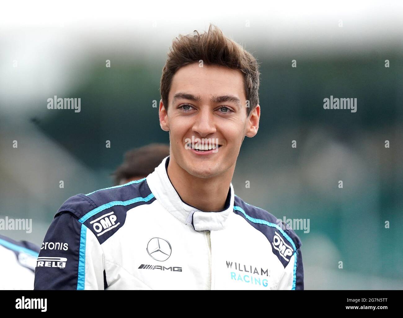 Williams George Russell ahead of the British Grand Prix at Silverstone, Towcester. Picture Date: Thursday July 15, 2021. Stock Photo