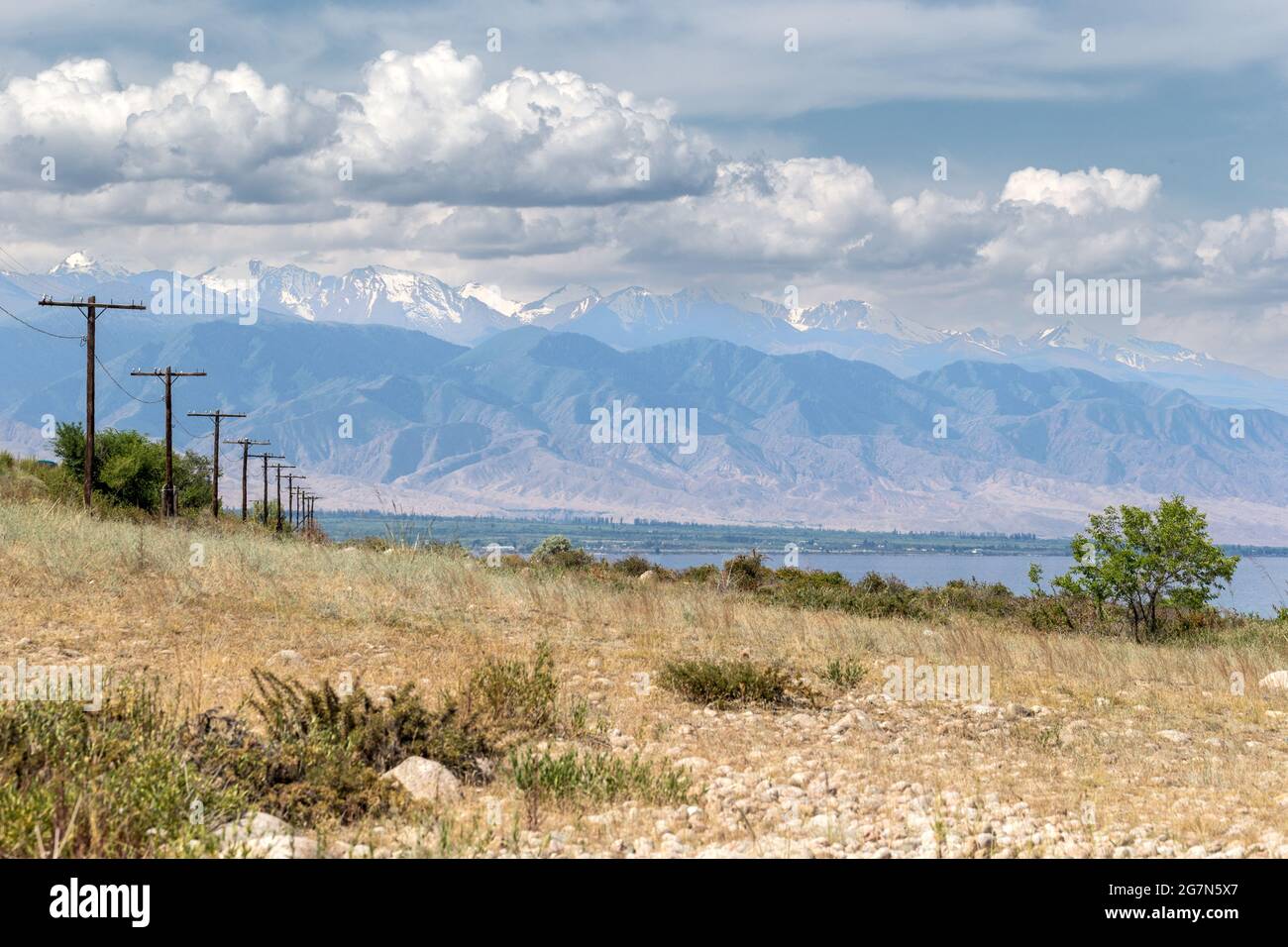 Views along southern shore of Lake Issyk-Kul, Kyrgyzstan Stock Photo