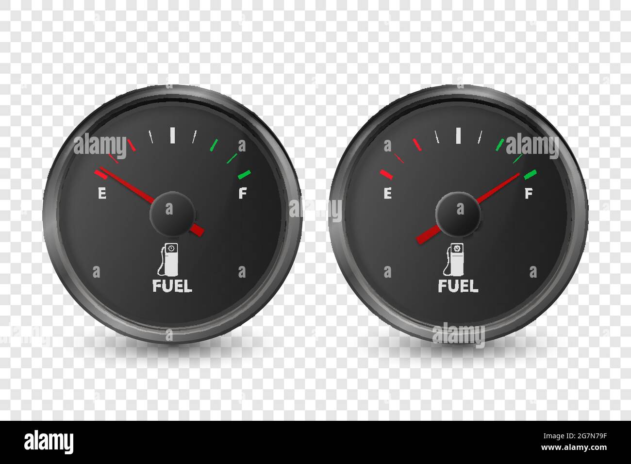 Vector 3d Realistic Black Circle Gas Fuel Tank Gauge, Oil Level Bar