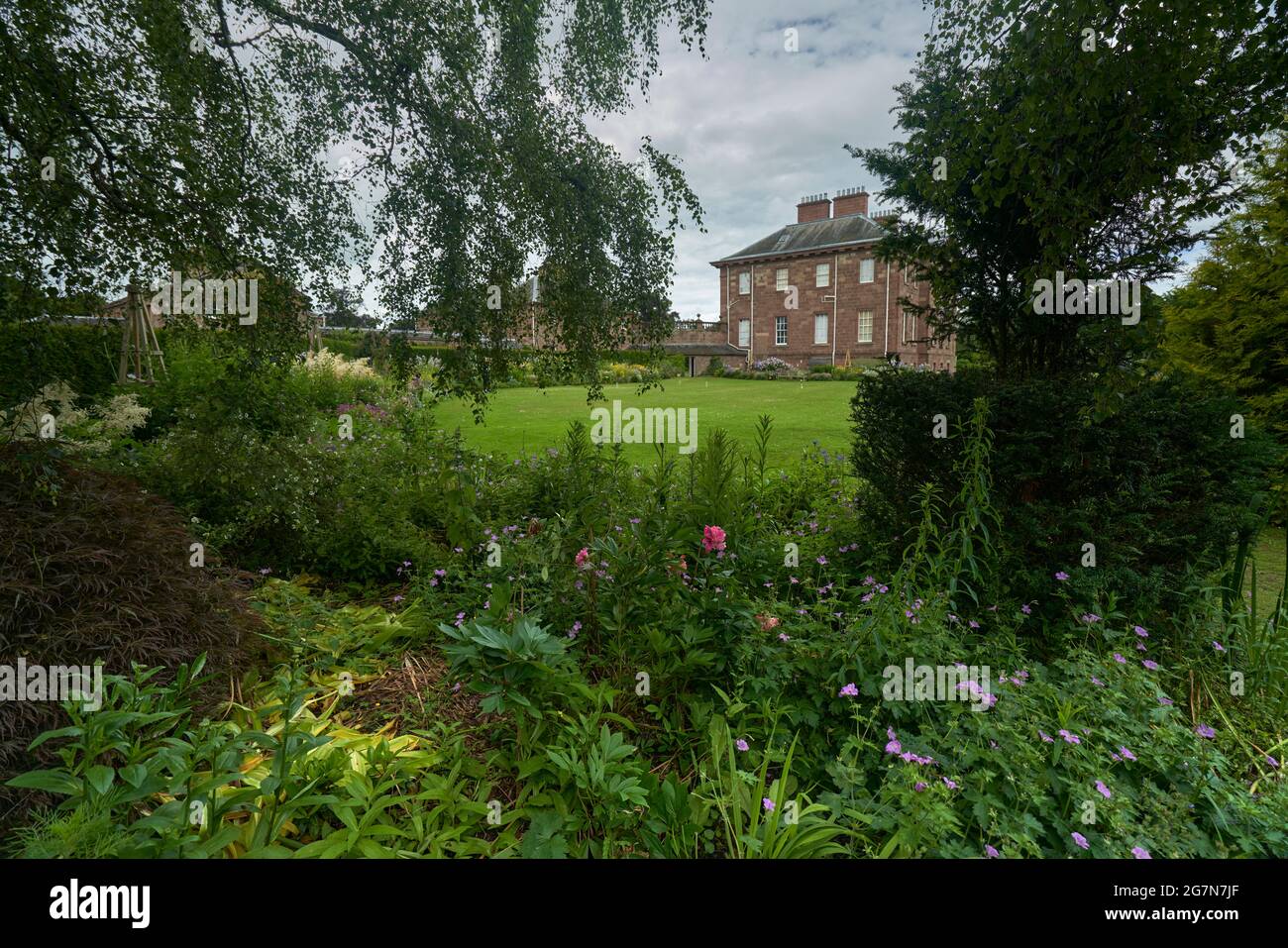 Exterior and gardens of Paxton House in the Scottish Borders. One of the finest Palladian houses