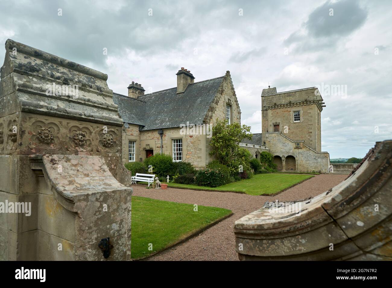 The Tower at Manderston house next to the Marble Dairy , build to look like a Scottish Keep Stock Photo