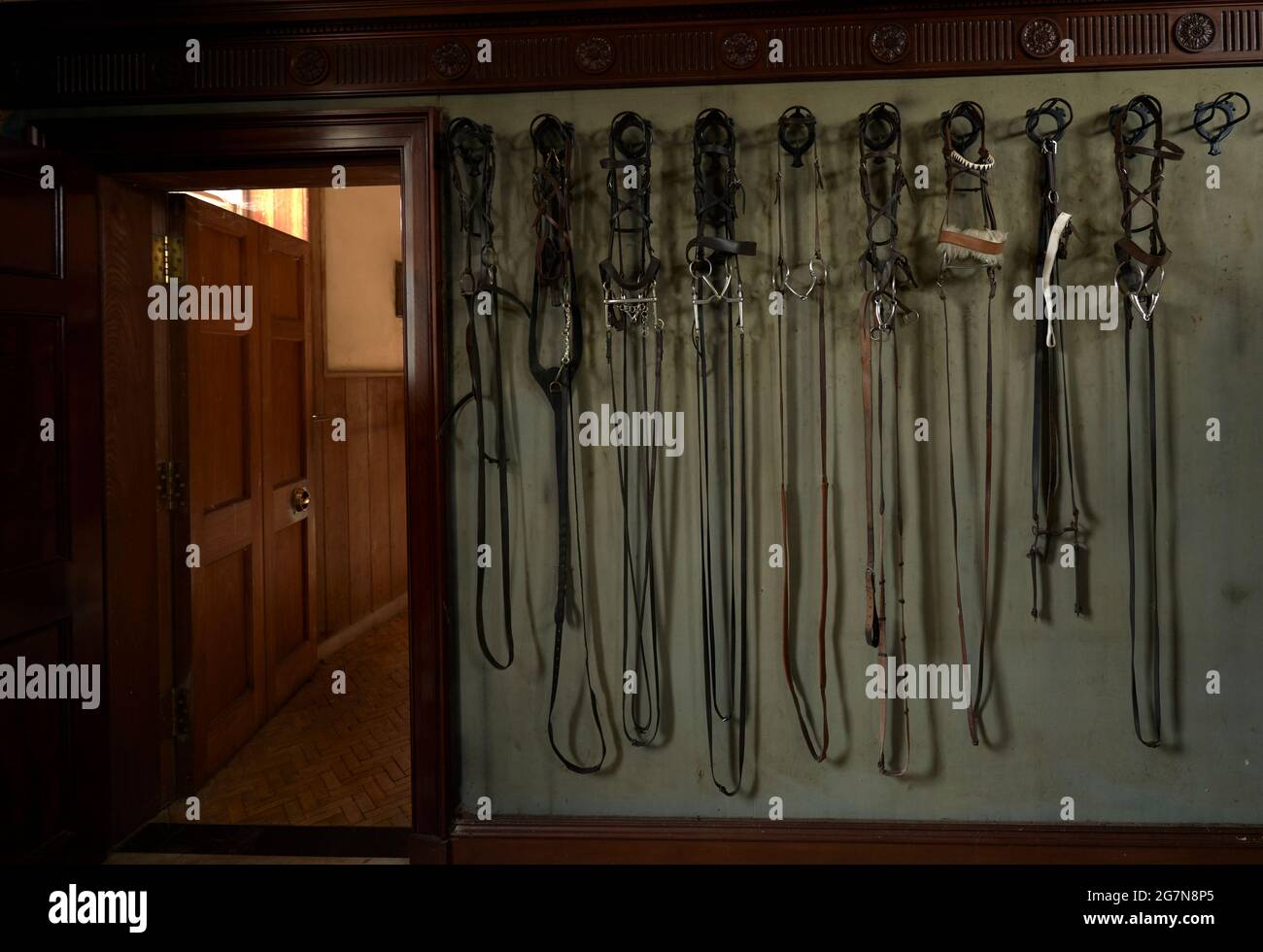 The Tack Room In Possibly the finest stables in the world at Manderston House in the Scottish Borders. Stock Photo