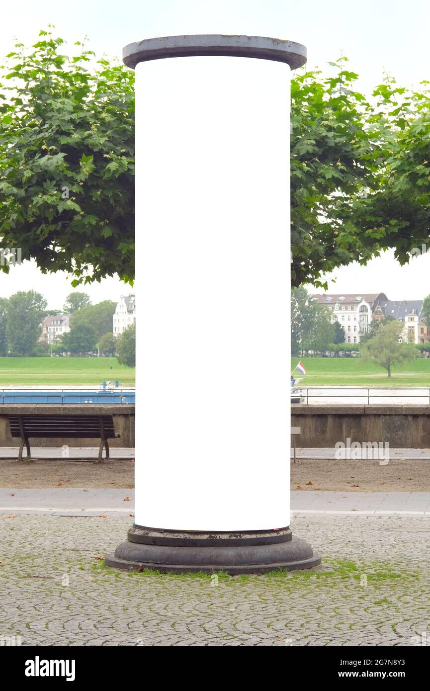 blank advertising pillar,public advertising display, outside setting, free copy space Stock Photo